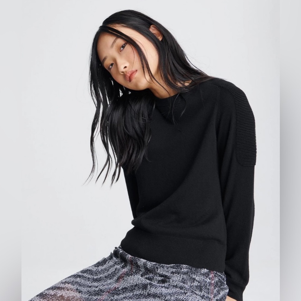 Rag & Bone Pak Wool Crewneck Sweater in Black Size S